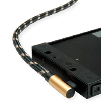 Roline GOLD USB2.0 kabel TIP A (M) - USB-C (M) kutni, 0.8m, crno/zlatni